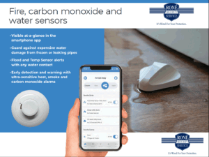 Fire, Carbon monoxide and water sensors